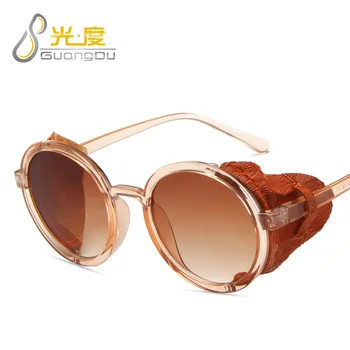 Steampunk apvalūs akiniai nuo saulės moterims, vyrams 2019 poliarizuota uv400 aukštos kokybės futuristinis kietas saulės akiniai oculos de sol feminino