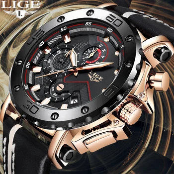 Naujas 2019 LIGE Chronograph Mens Watches Viršų Markės Mados Prabangių Kvarco Žiūrėti Vyrus Karinių Vandeniui Laikrodis Vyrų Sporto Laikrodis