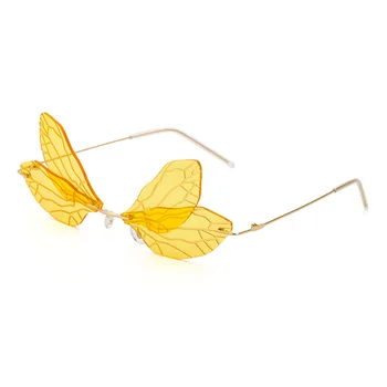 Mados Taškus Dragonfly Sparno Akiniai nuo saulės Moterims, vyrams 2020 tendencijos produktų geltona žalia aišku, karamelinį spalvų oculos de sol feminino