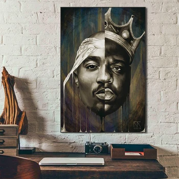 Reperis Karalius Tupac Shakur Menas, Plakatų Ir grafikos Paveikslai Tapyba Pagarsėjęs B. I. G Biggie Smalls 2 PAC Sienos Nuotrauka Miegamojo Puošimas