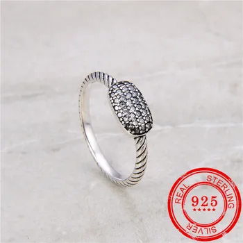 Naujas stilius 925 sterlingas sidabro žiedas cirkonis inkrustacijos retro stiliaus žiedas ponios žiedas vestuvių dovana mados sidabro papuošalai