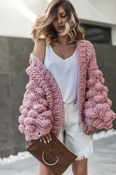 Super prabangus rankų darbo megztinis megztas megztinis ilgomis rankovėmis megztinis kamuolys rudens žiemos megztinis 6 spalvų
