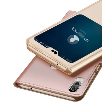 Odos Padengti Telefono Flip Case For Huawei Honor 8X Mėgautis Max Honor8X Honor8 X V10 Peržiūrėti 10 Lite atsparus smūgiams Atveju Aiškiai Matyti Langą