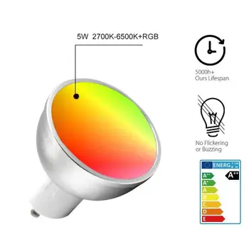 GU10 5W Smart WiFi LED Lemputės, Lempos, Nuotolinio Valdymo Balsu RGBCW Pritemdomi LED Light RGBCW Dėmesio Pritemdomi Už Alexa/Google