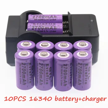 2700mAh Įkrovimo 3.7 V, Li-ion 16340 Baterijų CR123A Baterijos LED Žibintuvėlis Kelionės Sienos Charger16340 CR123A Baterijos