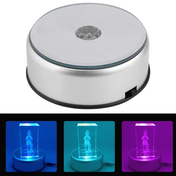 LED Spalvinga Šviesos Bazės USB Šviesos Lazerio Sukasi Elektros Kristalų Ekranas Bazės Stovo Laikiklį su Stiklo skaidriems Objektams