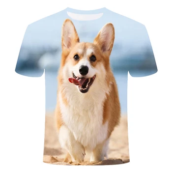 Mažylis su akiniais, mielas šuo 3D atspausdintas vyras, moteris, t-marškinėliai, unisex mados atsitiktinis trumpas rankovės streetwear įdomus t-shirt