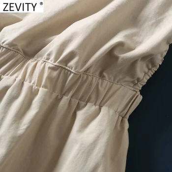 Zevity Moterų Mados vientisos Spalvos Backless Atsitiktinis Slim Midi Suknelė Moterų Berankovis Elastinga Juosmens Vestidos Elegantiškos Suknelės DS5016