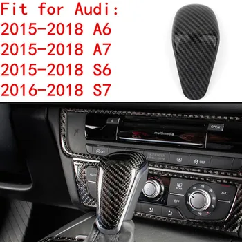 Automobilio Stilius automatinė greičio pavarų perjungimo rankenėlė galvos anglies pluošto dangtelis Lipdukas Audi A3 8V S3, A4 B8 A5 A6 C7 S6 A7 S7 A8 Q5 Q7