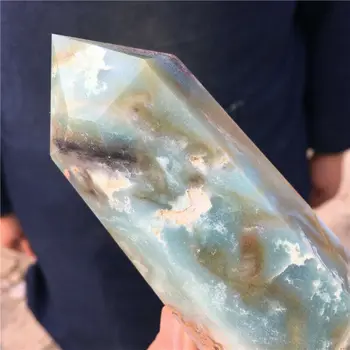 Natūralus amazonitas Obeliskas Kvarco kristalo lazdelė Taško Reiki Healing 400-500g