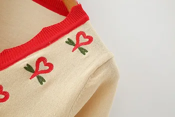 2020 Moterims Megztiniai Single-breasted Mygtuką Cardigan Siuvinėjimo Megztinis Retro Susiduria bamba Trumpas Trikotažas trumpomis rankovėmis Megztinis Viršūnės
