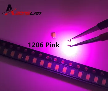 500pcs SMT SMD 1206 Pink Super ryškus LED lempos, šviesa, Aukštos kokybės Naujas 1206 SMD LED 3216 ROŽINĖ 1206 DIODAI 3.2*1.6*0.8 MM