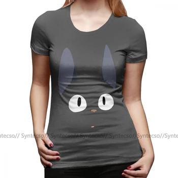Anime T-Shirt Jiji Katė Marškinėliai Black Print Moterų marškinėlius Naujas Mados Medvilnės O Kaklas Trumpas Rankovėmis Plius Dydis Ponios Tee Marškinėliai