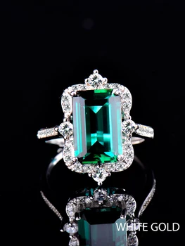 Smaragdas kristalų žiedai moterims ，925 sterlingas sidabro， papuošalai uxury Vestuviniai žiedai, sužadėtuvių ， rose aukso balto aukso helovinas