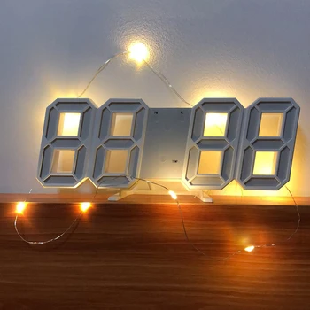 3D LED skaitmeninis laikrodis, Paprastas LED elektroninis laikrodis usb plug-in, sienos, namo apdailos reikmenys