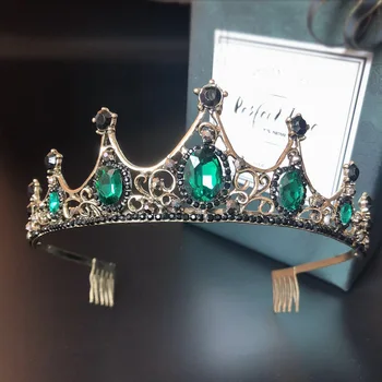Mados Vestuvių Crown Royal Vestuvių Tiara Karalienė Nuotaka Karūną Konkurso Raudonos, Žalios, Rožinės Lankelis Princesė Plaukų Papuošalai, Papuošalas