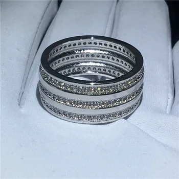 Mėgėjams Turas Piršto žiedas 925 sterlingas sidabro Mirco Nutiesti Kubinis Cirkonis Šalis Vestuvių Juostoje Žiedai, moterims, vyrams