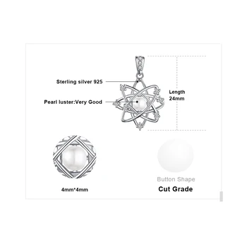 JewelryPalace Galaktikos Turas Imituojamas Shell Perlų Kubinių Zirconia (CZ 925 Sterlingas Sidabro Karoliai Pakabukas Nr. Grandinės