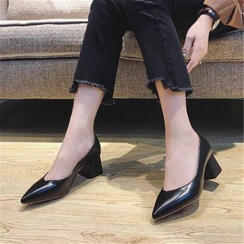 Europos siurbliai Nurodė aukšti kulniukai korėjos mados vieno batai moteriška 2019 m. rudenį naujų paprasta nustatyti pėdos storio su moterų batai nauji