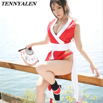 Seksualus Cosplay moterų Anime Mai Shiranui Kostiumas KARALIUS Žaidimas street fighter Pobūdžio Helovinas Kostiumas iš Xmas Suaugusiųjų sijonas