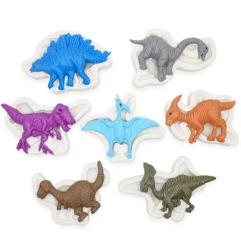 7 Gabalus Dinozaurų Minkštas Silikono Formų minkštas dekoro Formų Cukraus