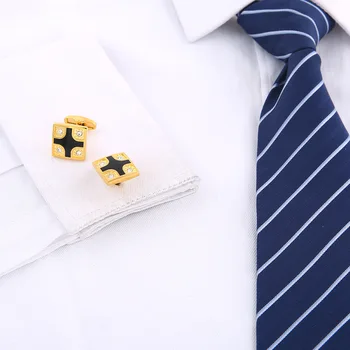 Naujasis prancūzijos Marškinių Rankogalių segtukai Aukso Black Cross Aukštos Kokybės Rankogalių Sagos Madinga Papuošalai, vyriški Dovanos Kristalų Verslo rankogalių segtukai