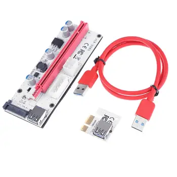 PCIE PCI-E 1x iki 16x Vaizdo Adapteris Extender Kortelės Kasybos Kabelių Rinkinys su 3 Galios Uostų PCIe Riser Card už BTC Kasybos Miner