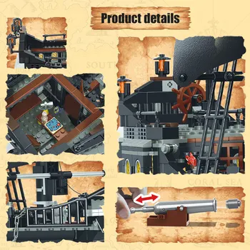875PCS Karibų jūros Piratai Blokai Žaislai Modelis Suderinamas su Black Pearl Laivo Plytų Žaislai Vaikams Berniukams