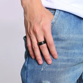Tigrade Mados Vyrų Volframo Žiedas Juodo Šlifuoto Groove Aukso Žiedai Viduje 8mm Vyrų Vestuvių Juostoje užduoties Kokybės nemokamas pristatymas