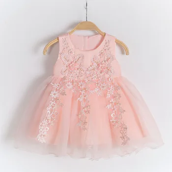 Nauji Kūdikių Mergaitės Bamblys Gėlių Aplikacijos, Nėrinių Tiulio 1 Metų Gimtadienio Suknelė Mergaites Krikšto Suknelė