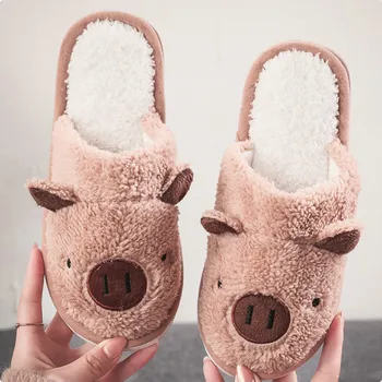žiemos Moterų Šlepetės kiaulių Furry Platforma Butai Skaidres kailio pliušinis Namų Fifo Moterų Ponios batai Zapatos De Mujer