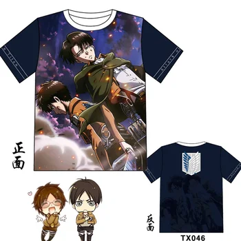 Anime Ataka Titan Eren Mikasa Levi T-shirt Cosplay Kostiumas Vyrams, Moterims Vasaros Mados Atsitiktinis Marškinėlius trumpomis Rankovėmis Viršūnes Tees