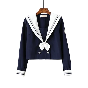 Naujas Atvykimo Pavasarį Japonija Sailor Vienodas Banginis Embroideried College High School Girl Uniformas Moterų Cosplay Naujovė Sailor Kostiumas