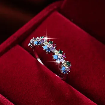 Korėjos temperamentas mados spalvų cirkonis gėlės formos žiedas kūrybos šviežių ponios žiedas elegantiškas papuošalai vestuvinis žiedas