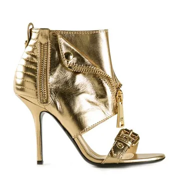 Arden Furtado 2019 m. vasarą batai seksualių aukštakulnių užtrauktuką padengti kulno atidaryti tne atsitiktinis sagtis aukso raudona sandalai plius dydžio batus moteris