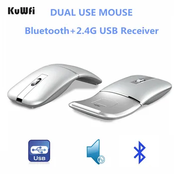 KuWFi Wireless/Bluetooth Chargable Pelės 2 in 1 Silent Nešiojamų Pelės Pasukti Mini 1600 DPI Optinė Pelė forLaptop/PC/Desktop