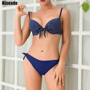 Riseado Seksualus Dryžuotas Bikini, 2021 Push Up maudymosi kostiumėlį, Rišti maudymosi Kostiumėliai Moterims Raišteliu biquini Dirželis Brazilijos Bikini Paplūdimio