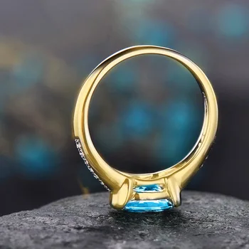 JoiasHome Klasikinio Ovalo formos Mėlynos Safyro Žiedas Žavesio Moterų Aukso Spalvos 6*7mm Brangakmenių Dydis 6-10 Moterų Šalies Didmeninės Dovanų