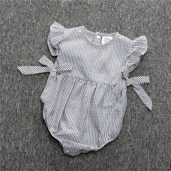 2019 Naujas Kūdikiams Vasaros Baby Girl Drabužiai Mielas Naujagimiui Drabužius Dryžuotas Medvilnės Baby Girl Dress Drabužių Kūdikiams Jumpsuit