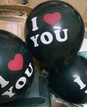 Įvykis šalies prekių Helio balionas Valentino dienos dovana, aš tave myliu, spausdinimo Juoda latekso balionų šalis džiaugtis 12inch 50pcs/daug