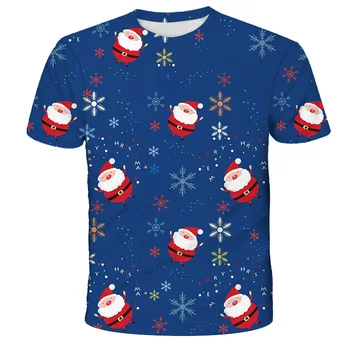 2020 metų Vasaros Berniukai Animacinių filmų Kalėdų marškinėliai 3D Spausdinimo Merginos karšto pardavimo Santa Claus Streetwear Vaikus, Drabužiai, print T shirt O-Kaklo