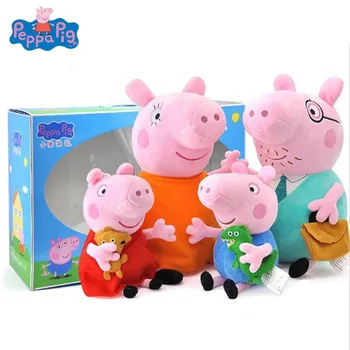 4pcs/rinkinys Peppa Pig šeimos Pliušiniai Žaislai rožinis kiaulių pepa pig George Kiaulių Šeimos Žaislai Vaikams, Pomėgius, Lėlės, Minkšti Pliušiniai Žaislai