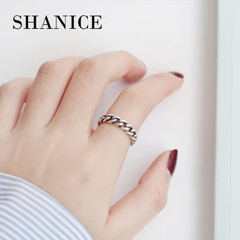 SHANICE Korėja plokštė Korėja S925 sterlingas sidabro mados asmenybės senas retro Tailando sidabro grandinės atidarymo žiedas piršto žiedą