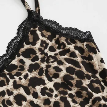 Naujas Leopard print jumpsuit Leopardas spausdinti pižama rinkinys leopardas Spausdinti apatinis Trikotažas Šilko Apatiniai Sleepwear Nightdress Satino Pižama