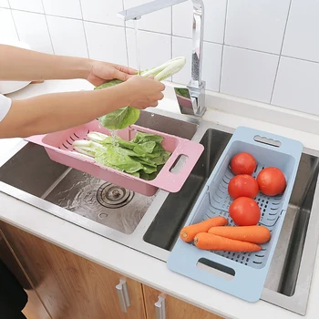 Reguliuojamas teleskopinis kriaukle teleskopinis skalbimo krepšelį skalbimo vaisių ir daržovių krepšelis virtuvės nutekėjimo krepšelio
