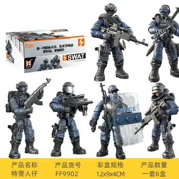 Mega Blokais 1:36 Masto Šiuolaikinės Karinės SWAT Žaibo Specialiųjų Policijos Armija Specia Pajėgų Karys Veiksmų Skaičiai Modelio Blokuose Žaislai