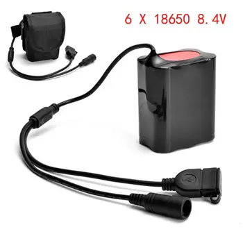 GTF 8.4 V 18650 baterija 7800mAh dviračio lemputė 6*18650 baterijas Dviračių šviesos akumuliatorių su USB laidu + 1 baterijos, krepšys