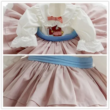 Yoliyolei Lolita Kids Suknelė ispanijos Susiėmę Lėlės Apykaklės Retro ilgomis Rankovėmis Girl Gimtadienio Suknelės Rudens ir Žiemos Drabužių