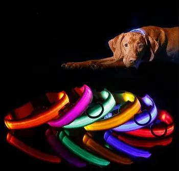 LED Nailono Naminių Šunų Antkaklis Naktį Saugos LED Šviesos Mažų Šunų Pet Pavadėlio Šuns Antkaklis Mirksi Saugos Apykaklės LX1008