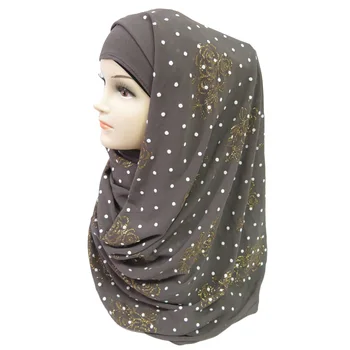 Naujas Storas Burbulas Šifono Glitters Gėlių Taškų Sluoksniuotos Spausdinti Moterų, Musulmonų ir Islamo Hijab skara Skara Galvą Apvyniokite Paprastą Spalvų